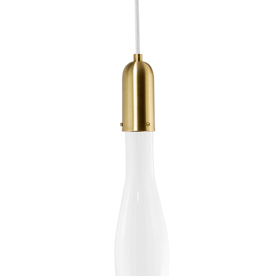 Pendant FLUIDA 7 shine brushed brass and blown glass