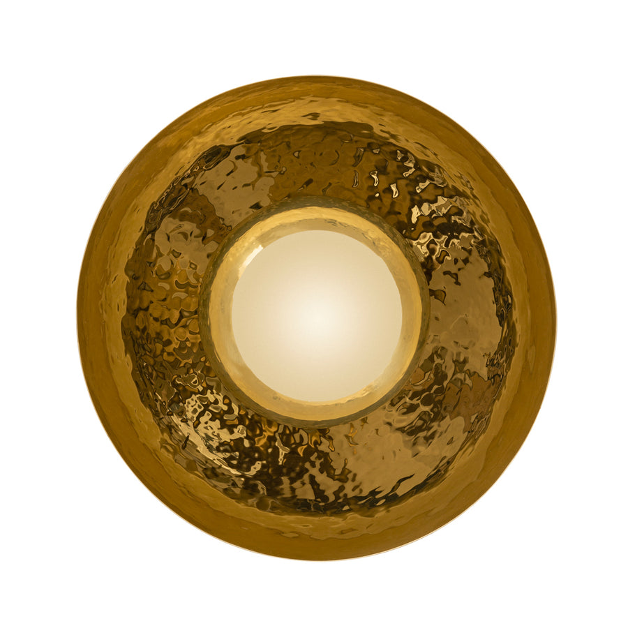 Wall light GIRASSOL solo polished hammered brass shade + polished brass button