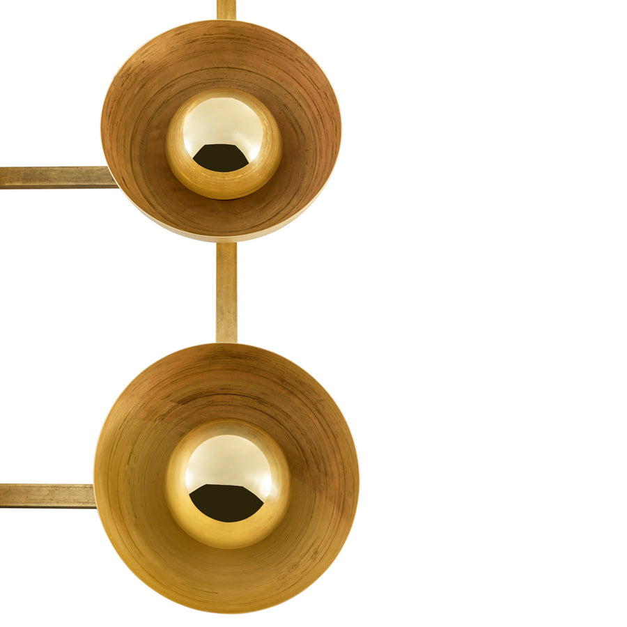 Pendant GIRASSOL 09 natural brushed brass shades + polished brass button