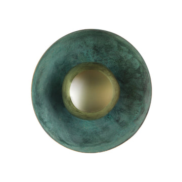 Wall light GIRASSOL emerald patina solo shade + polished brass button