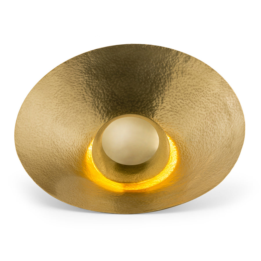 Luminaire GIRASSOL G polished hammered brass shade + polished brass button