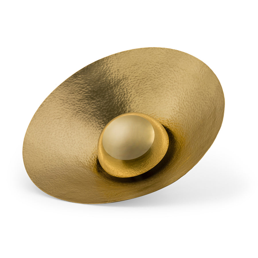 Luminaire GIRASSOL G polished hammered brass shade + polished brass button