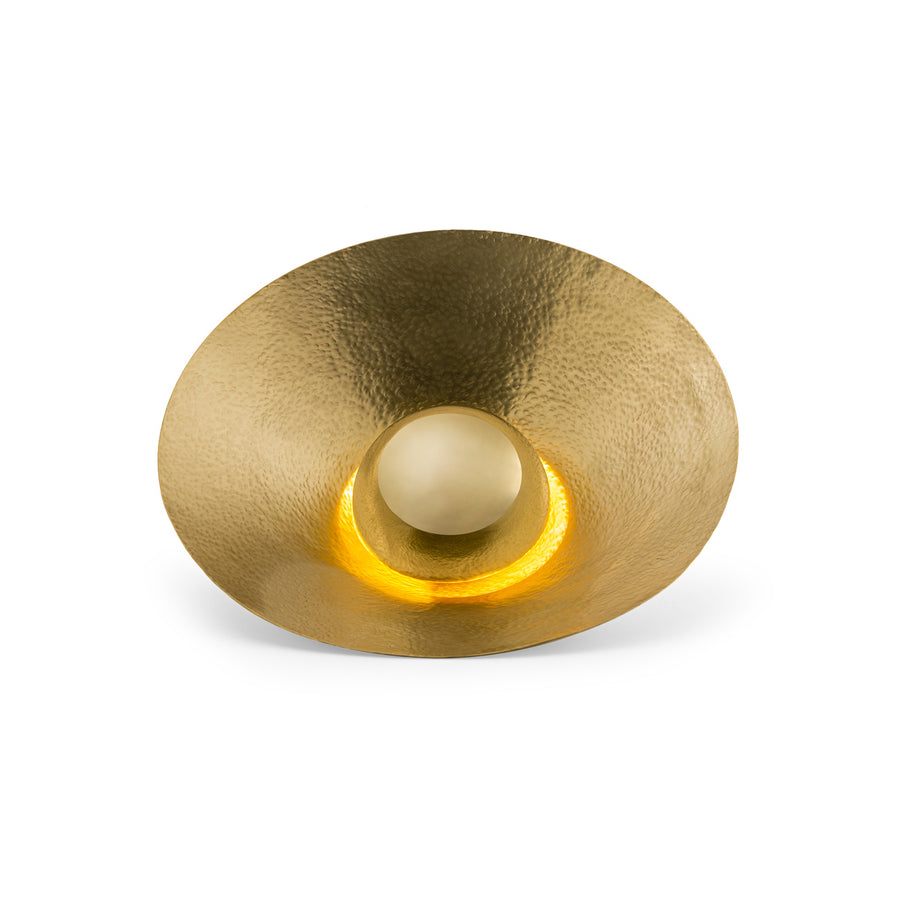 Luminaire GIRASSOL M  polished hammered brass shade + polished button brass