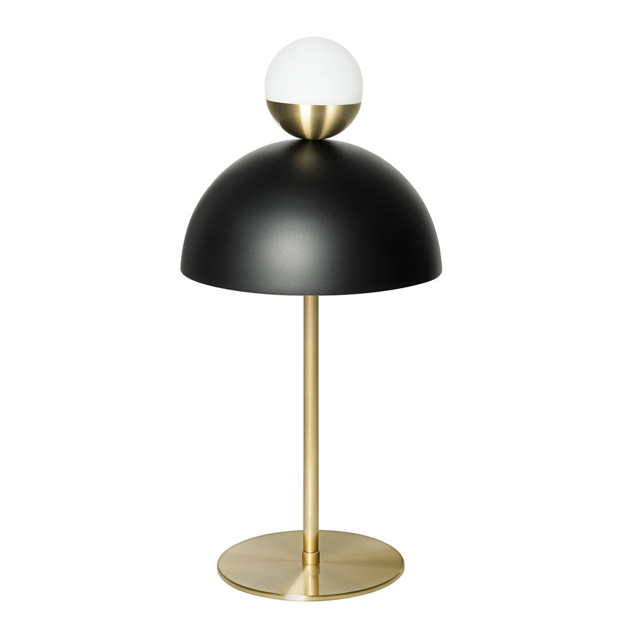 GUARDA CHUVA lampshade black microtexture + stem and brushed brass mini shade gloss