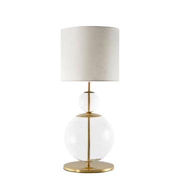 Lampshade MARIA ROSA shine brushed brass + blown glass sphere + vegetal parchment shade