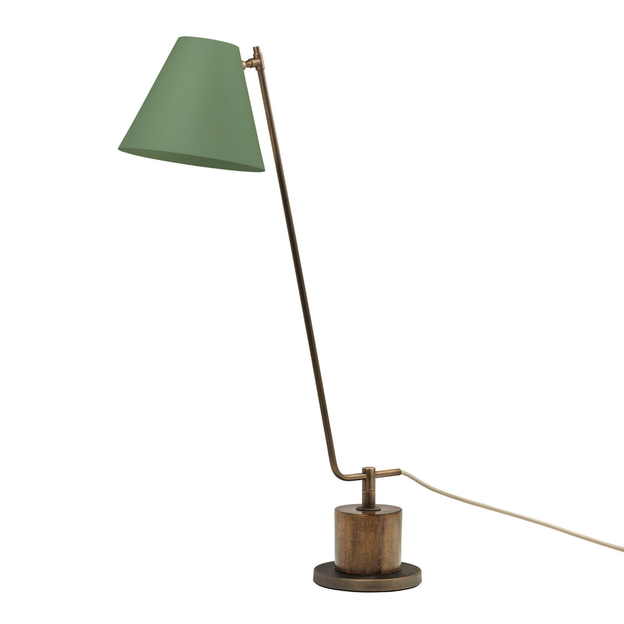 Lampshade LEME oxidized matte brass ( grey) + imbuia base + olive green microtexture shade