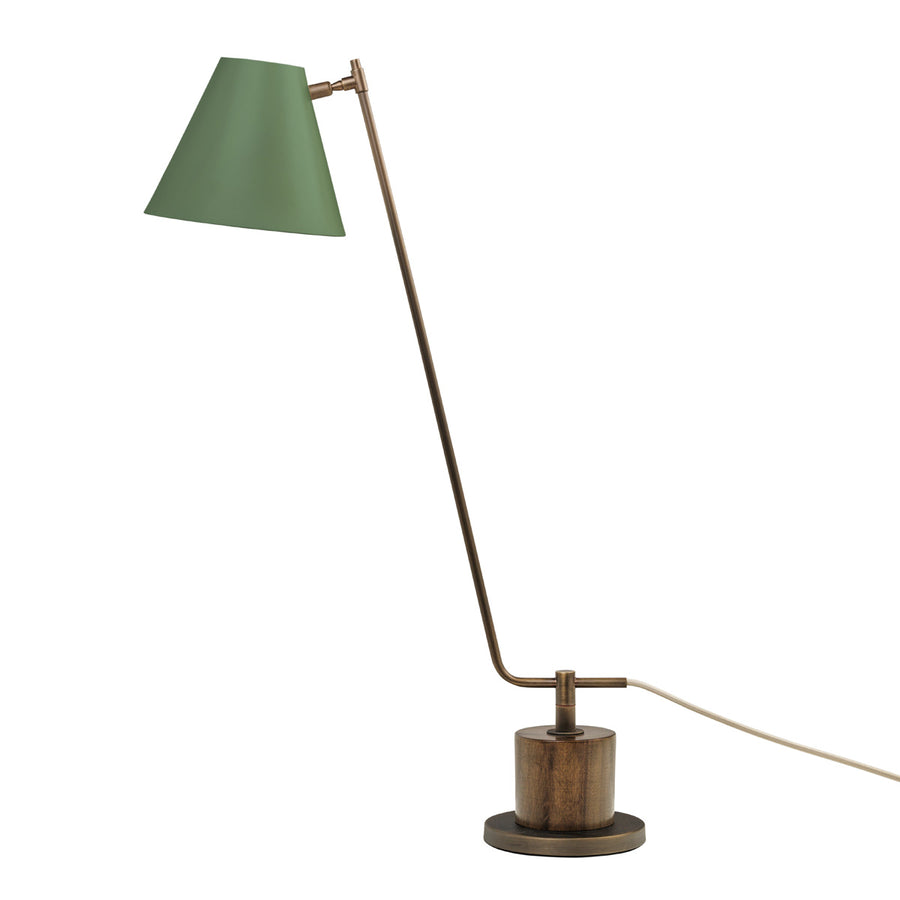 Lampshade LEME oxidized matte brass ( grey) + imbuia base + olive green microtexture shade