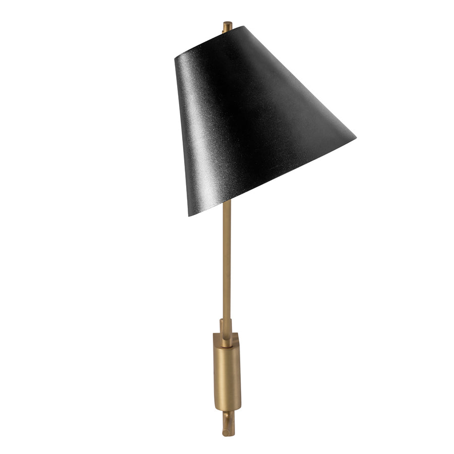 Wall light LEME black microtexture shade + matte brushed brass base and stem
