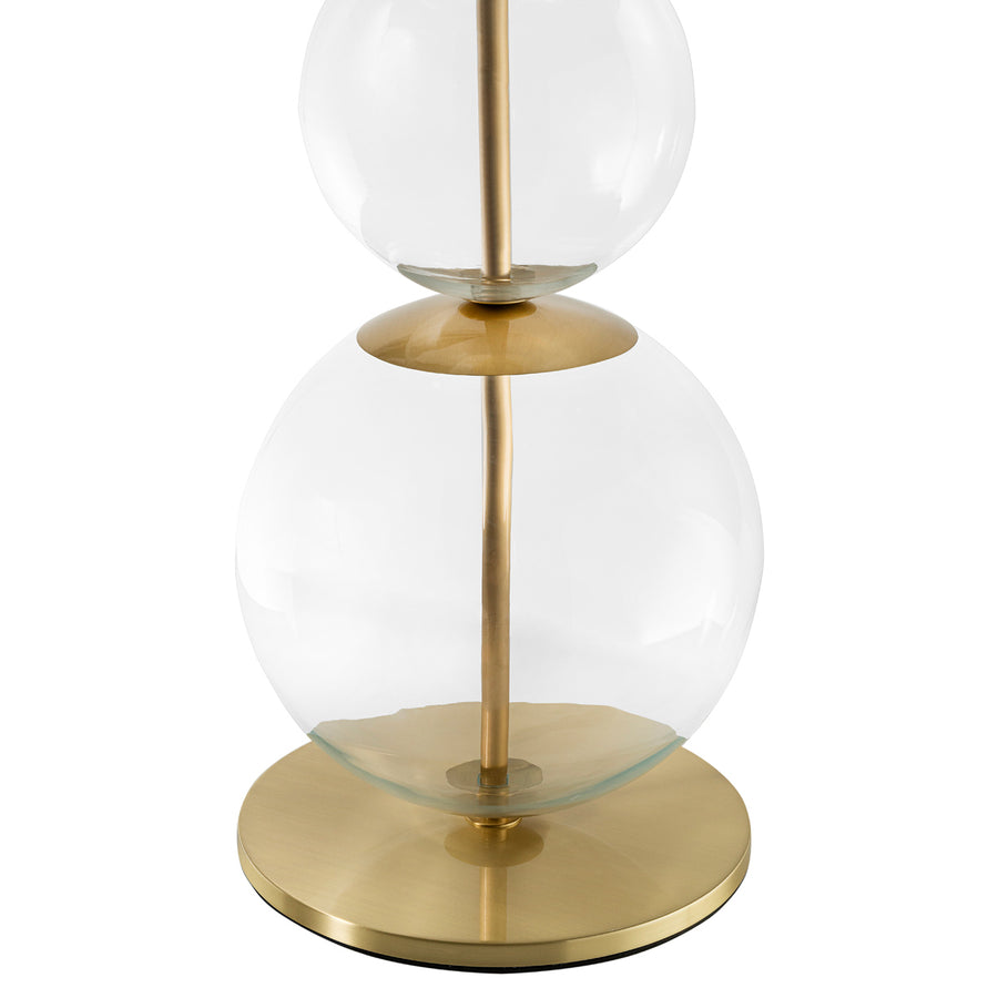 Lampshade HENRIQUETA polished brass + blown glass sphere + whit linen shade