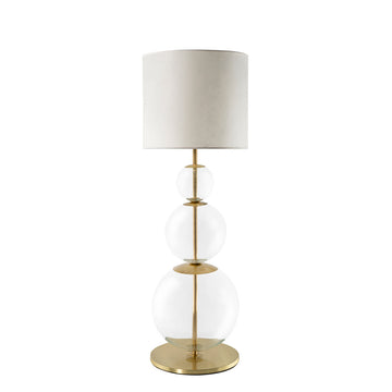 Lampshade HENRIQUETA polished brass + blown glass sphere + vegetal parchment shade