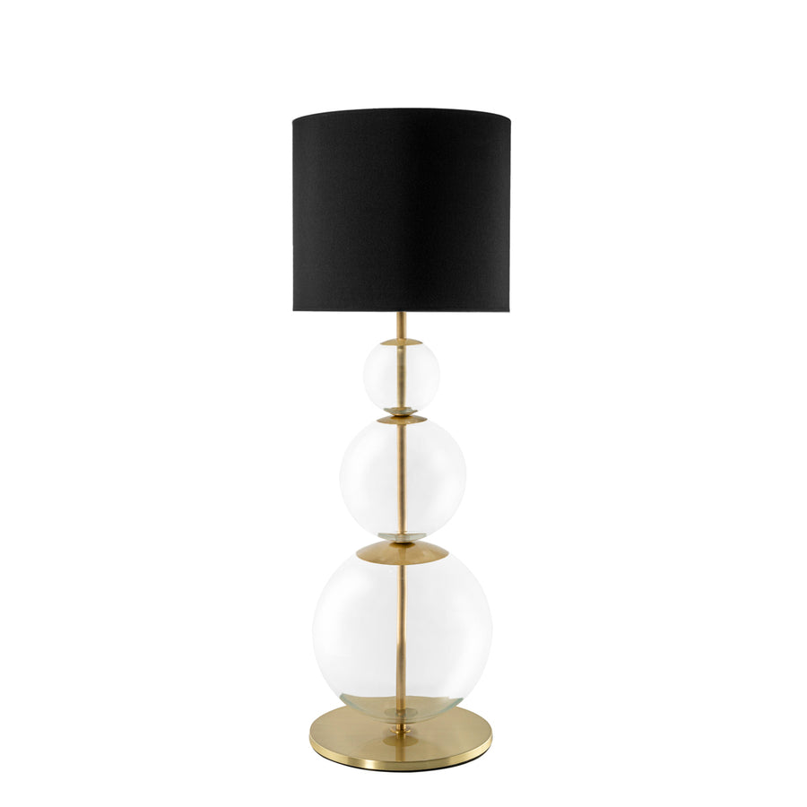 Lampshade HENRIQUETA blown glass and polished brass + black linen shade