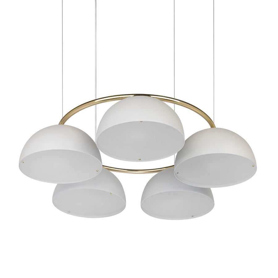 Pendant OCA circular 05 white microtexture shades and polished brass stem