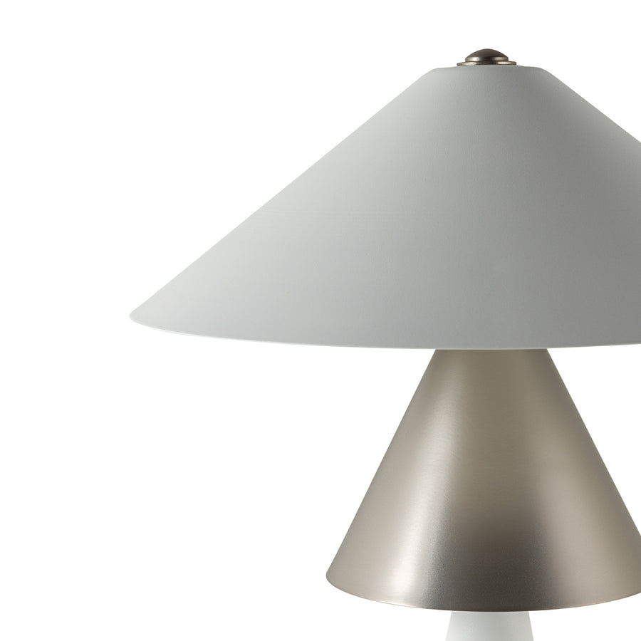 SHANGHAI brass nickel matte lampshade + white microtexture base and shade
