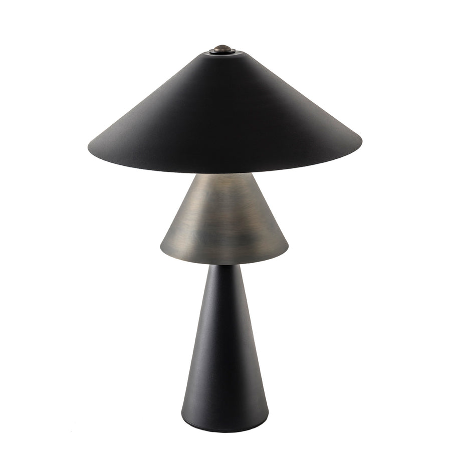 SHANGHAI lampshade matte oxidized brass (gray) + base and shade black microtexture