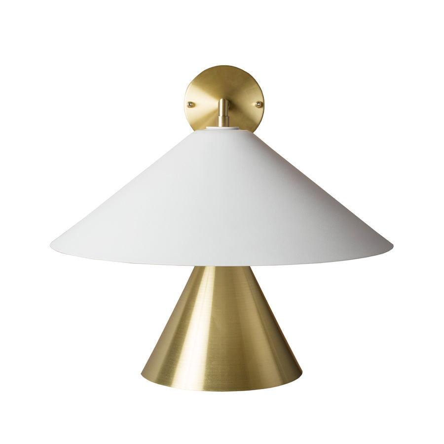SHANGHAI wall shade larger white microtexture + smaller shade and polished brass stem