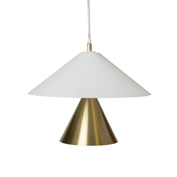 SHANGHAI shade pendant larger white microtexture + smaller shade and polished brass finish