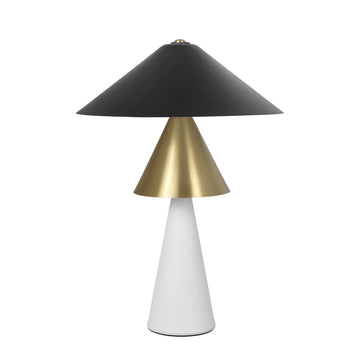 Lampshade SHANGHAI matte brushed brass + white microtexture base + black microtexture shade