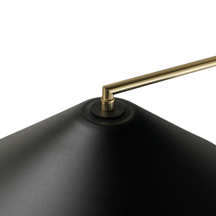 Wall light SHANGHAI bigger black microtexture shade + smaller polished brass and stem