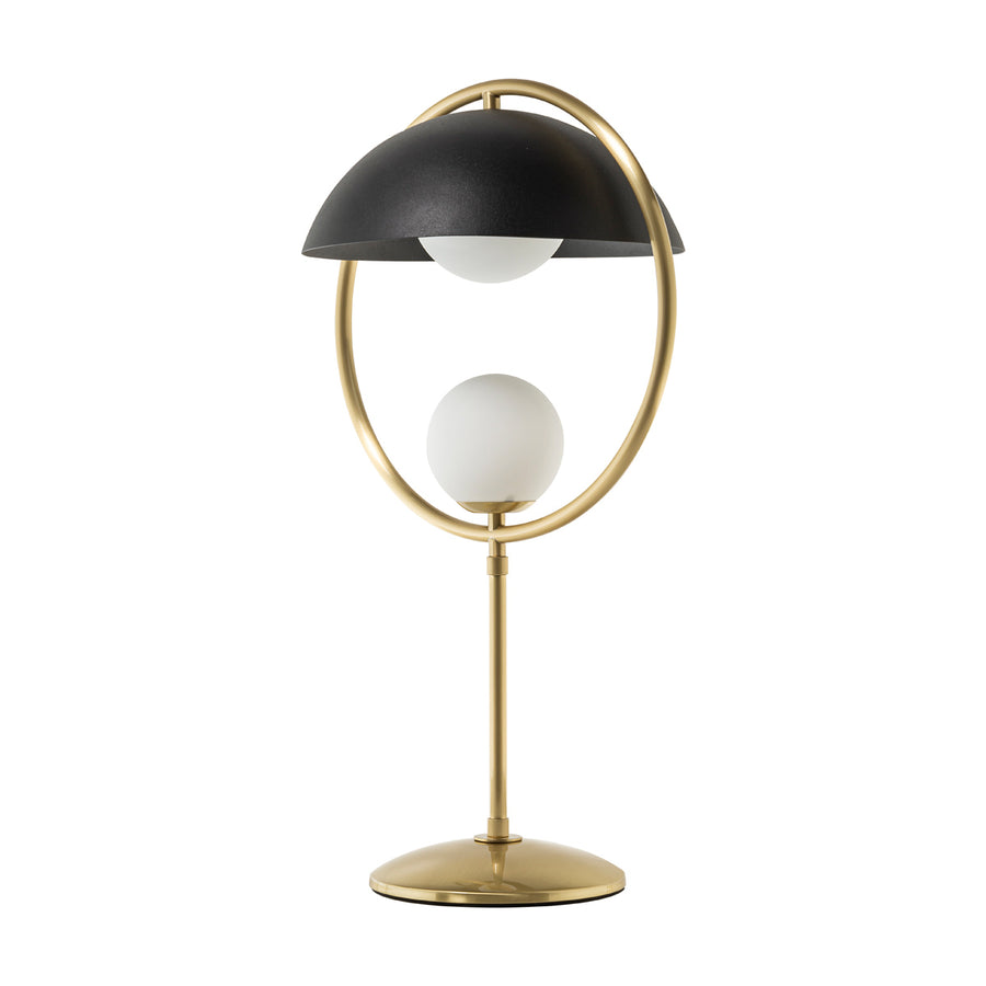 Lampshade TAO shine brushed brass circle and stem + black microtexture