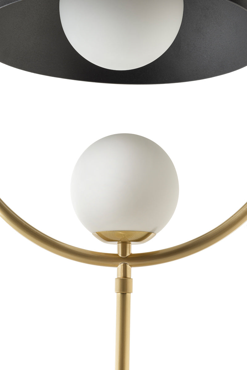 Lampshade TAO shine brushed brass circle and stem + black microtexture