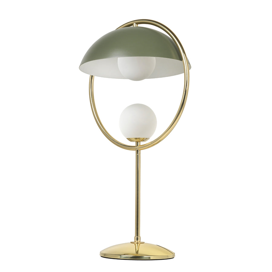 Lampshade TAO polished brass circle and stem + olive green microtexture shade